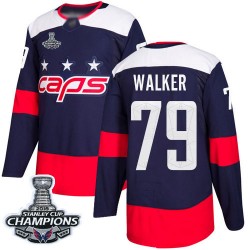 Authentic Youth Nathan Walker Navy Blue Jersey - #79 Hockey Washington Capitals 2018 Stanley Cup Final Champions 2018 Stadium Se