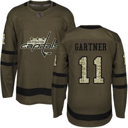 Authentic Youth Mike Gartner Green Jersey - #11 Hockey Washington Capitals Salute to Service
