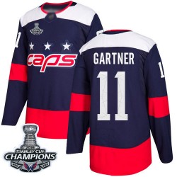 Authentic Youth Mike Gartner Navy Blue Jersey - #11 Hockey Washington Capitals 2018 Stanley Cup Final Champions 2018 Stadium Ser