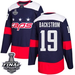 Authentic Youth Nicklas Backstrom Navy Blue Jersey - #19 Hockey Washington Capitals 2018 Stanley Cup Final Champions 2018 Stadiu