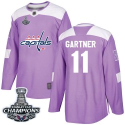 Authentic Youth Mike Gartner Purple Jersey - #11 Hockey Washington Capitals 2018 Stanley Cup Final Champions Fights Cancer Pract