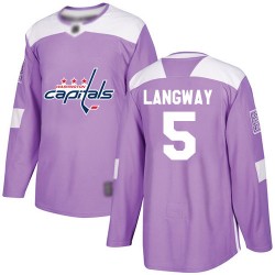 Authentic Youth Rod Langway Purple Jersey - #5 Hockey Washington Capitals Fights Cancer Practice