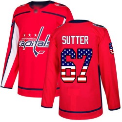 Authentic Youth Riley Sutter Red Jersey - #67 Hockey Washington Capitals USA Flag Fashion