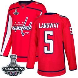 Authentic Youth Rod Langway Red Home Jersey - #5 Hockey Washington Capitals 2018 Stanley Cup Final Champions