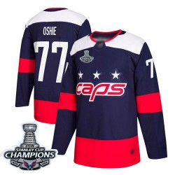 Authentic Youth T.J. Oshie Navy Blue Jersey - #77 Hockey Washington Capitals 2018 Stanley Cup Final Champions 2018 Stadium Serie