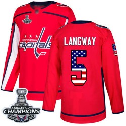 Authentic Youth Rod Langway Red Jersey - #5 Hockey Washington Capitals 2018 Stanley Cup Final Champions USA Flag Fashion