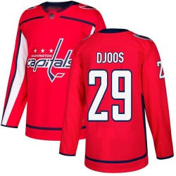 Authentic Men's Christian Djoos Red Home Jersey - #29 Hockey Washington Capitals