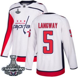 Authentic Youth Rod Langway White Away Jersey - #5 Hockey Washington Capitals 2018 Stanley Cup Final Champions