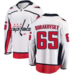 Breakaway Fanatics Branded Men's Andre Burakovsky White Away Jersey - #65 Hockey Washington Capitals