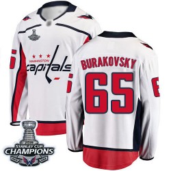 Breakaway Fanatics Branded Men's Andre Burakovsky White Away Jersey - #65 Hockey Washington Capitals 2018 Stanley Cup Final Cham