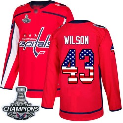 Authentic Youth Tom Wilson Red Jersey - #43 Hockey Washington Capitals 2018 Stanley Cup Final Champions USA Flag Fashion