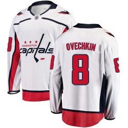 Breakaway Fanatics Branded Men's Alex Ovechkin White Away Jersey - #8 Hockey Washington Capitals