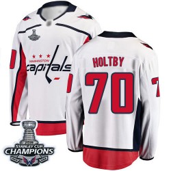 Breakaway Fanatics Branded Men's Braden Holtby White Away Jersey - #70 Hockey Washington Capitals 2018 Stanley Cup Final Champio