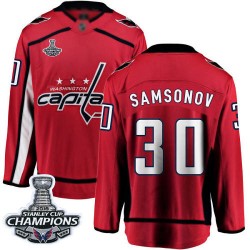 Breakaway Fanatics Branded Men's Ilya Samsonov Red Home Jersey - #30 Hockey Washington Capitals 2018 Stanley Cup Final Champions