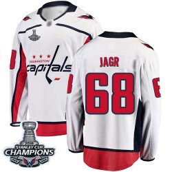 Breakaway Fanatics Branded Men's Jaromir Jagr White Away Jersey - #68 Hockey Washington Capitals 2018 Stanley Cup Final Champion