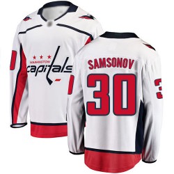 Breakaway Fanatics Branded Men's Ilya Samsonov White Away Jersey - #30 Hockey Washington Capitals