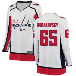 Breakaway Fanatics Branded Women's Andre Burakovsky White Away Jersey - #65 Hockey Washington Capitals