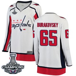Breakaway Fanatics Branded Women's Andre Burakovsky White Away Jersey - #65 Hockey Washington Capitals 2018 Stanley Cup Final Ch
