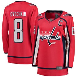 Breakaway Fanatics Branded Women's Alex Ovechkin Red Home Jersey - #8 Hockey Washington Capitals