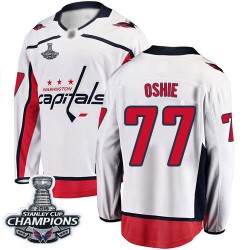 Breakaway Fanatics Branded Men's T.J. Oshie White Away Jersey - #77 Hockey Washington Capitals 2018 Stanley Cup Final Champions