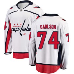 Breakaway Fanatics Branded Youth John Carlson White Away Jersey - #74 Hockey Washington Capitals