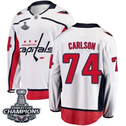 Breakaway Fanatics Branded Youth John Carlson White Away Jersey - #74 Hockey Washington Capitals 2018 Stanley Cup Final Champion