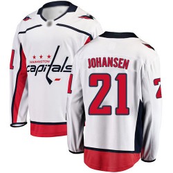 Breakaway Fanatics Branded Youth Lucas Johansen White Away Jersey - #21 Hockey Washington Capitals