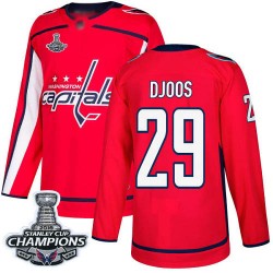 Premier Men's Christian Djoos Red Home Jersey - #29 Hockey Washington Capitals 2018 Stanley Cup Final Champions
