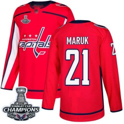 Premier Men's Dennis Maruk Red Home Jersey - #21 Hockey Washington Capitals 2018 Stanley Cup Final Champions