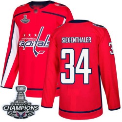 Premier Men's Jonas Siegenthaler Red Home Jersey - #34 Hockey Washington Capitals 2018 Stanley Cup Final Champions
