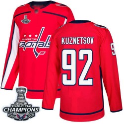 Premier Men's Evgeny Kuznetsov Red Home Jersey - #92 Hockey Washington Capitals 2018 Stanley Cup Final Champions