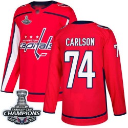 Premier Men's John Carlson Red Home Jersey - #74 Hockey Washington Capitals 2018 Stanley Cup Final Champions