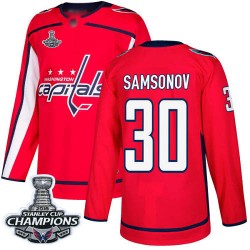 Premier Men's Ilya Samsonov Red Home Jersey - #30 Hockey Washington Capitals 2018 Stanley Cup Final Champions