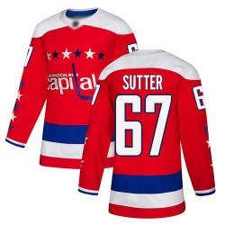 Premier Men's Riley Sutter Red Alternate Jersey - #67 Hockey Washington Capitals