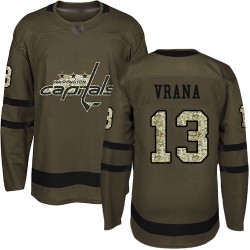 Premier Youth Jakub Vrana Green Jersey - #13 Hockey Washington Capitals Salute to Service