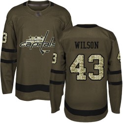 Premier Youth Tom Wilson Green Jersey - #43 Hockey Washington Capitals Salute to Service