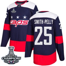 Authentic Men's Devante Smith-Pelly Navy Blue Jersey - #25 Hockey Washington Capitals 2018 Stanley Cup Final Champions 2018 Stad