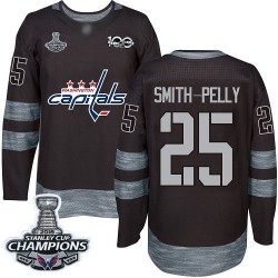 Authentic Men's Devante Smith-Pelly Black Jersey - #25 Hockey Washington Capitals 2018 Stanley Cup Final Champions 1917-2017 100