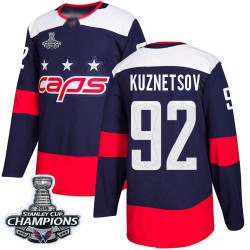 Authentic Men's Evgeny Kuznetsov Navy Blue Jersey - #92 Hockey Washington Capitals 2018 Stanley Cup Final Champions 2018 Stadium