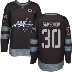 Authentic Men's Ilya Samsonov Black Jersey - #30 Hockey Washington Capitals 1917-2017 100th Anniversary