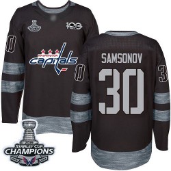 Authentic Men's Ilya Samsonov Black Jersey - #30 Hockey Washington Capitals 2018 Stanley Cup Final Champions 1917-2017 100th Ann