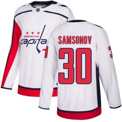 Authentic Men's Ilya Samsonov White Away Jersey - #30 Hockey Washington Capitals