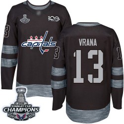 Authentic Men's Jakub Vrana Black Jersey - #13 Hockey Washington Capitals 2018 Stanley Cup Final Champions 1917-2017 100th Anniv