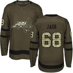Authentic Men's Jaromir Jagr Green Jersey - #68 Hockey Washington Capitals Salute to Service