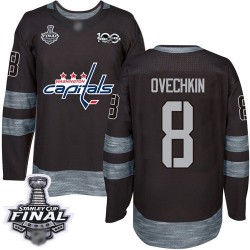 Authentic Men's Alex Ovechkin Black Jersey - #8 Hockey Washington Capitals 2018 Stanley Cup Final Champions 1917-2017 100th Anni