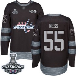Authentic Men's Aaron Ness Black Jersey - #55 Hockey Washington Capitals 2018 Stanley Cup Final Champions 1917-2017 100th Annive