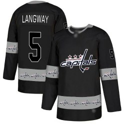 Authentic Men's Rod Langway Black Jersey - #5 Hockey Washington Capitals Team Logo Fashion
