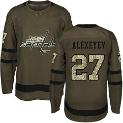 Authentic Men's Alexander Alexeyev Green Jersey - #27 Hockey Washington Capitals Salute to Service