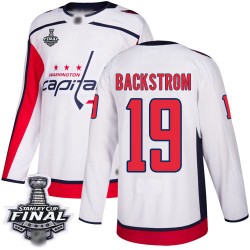 Authentic Men's Nicklas Backstrom White Away Jersey - #19 Hockey Washington Capitals 2018 Stanley Cup Final Champions