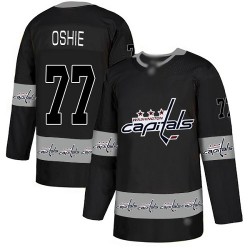 Authentic Men's T.J. Oshie Black Jersey - #77 Hockey Washington Capitals Team Logo Fashion